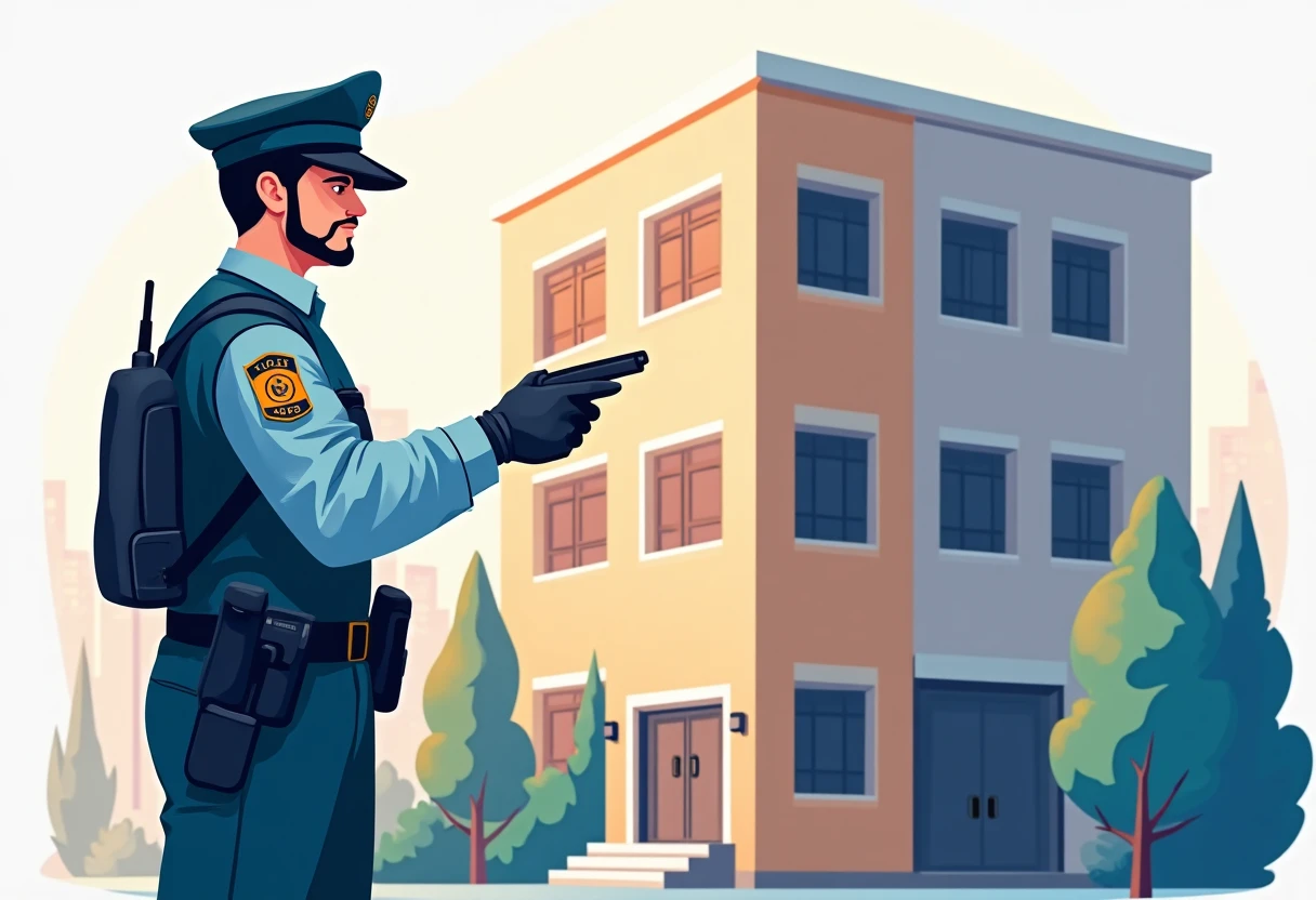 Guardia de seguridad en un entorno corporativo