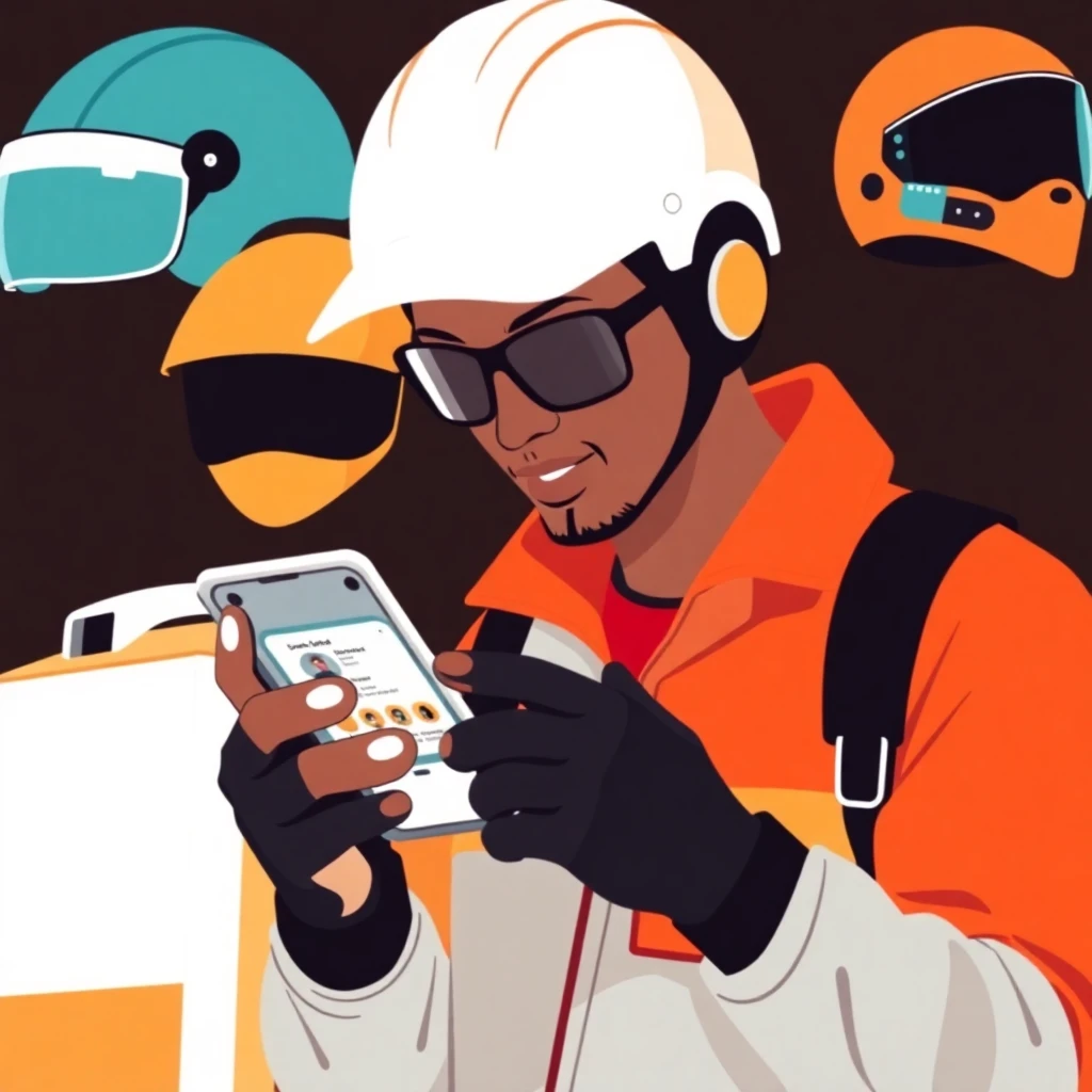 Courier reviewing delivery job offers