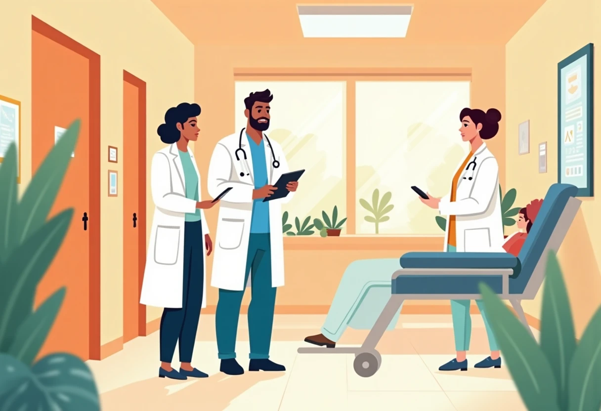Healthcare professionals discussing patient care