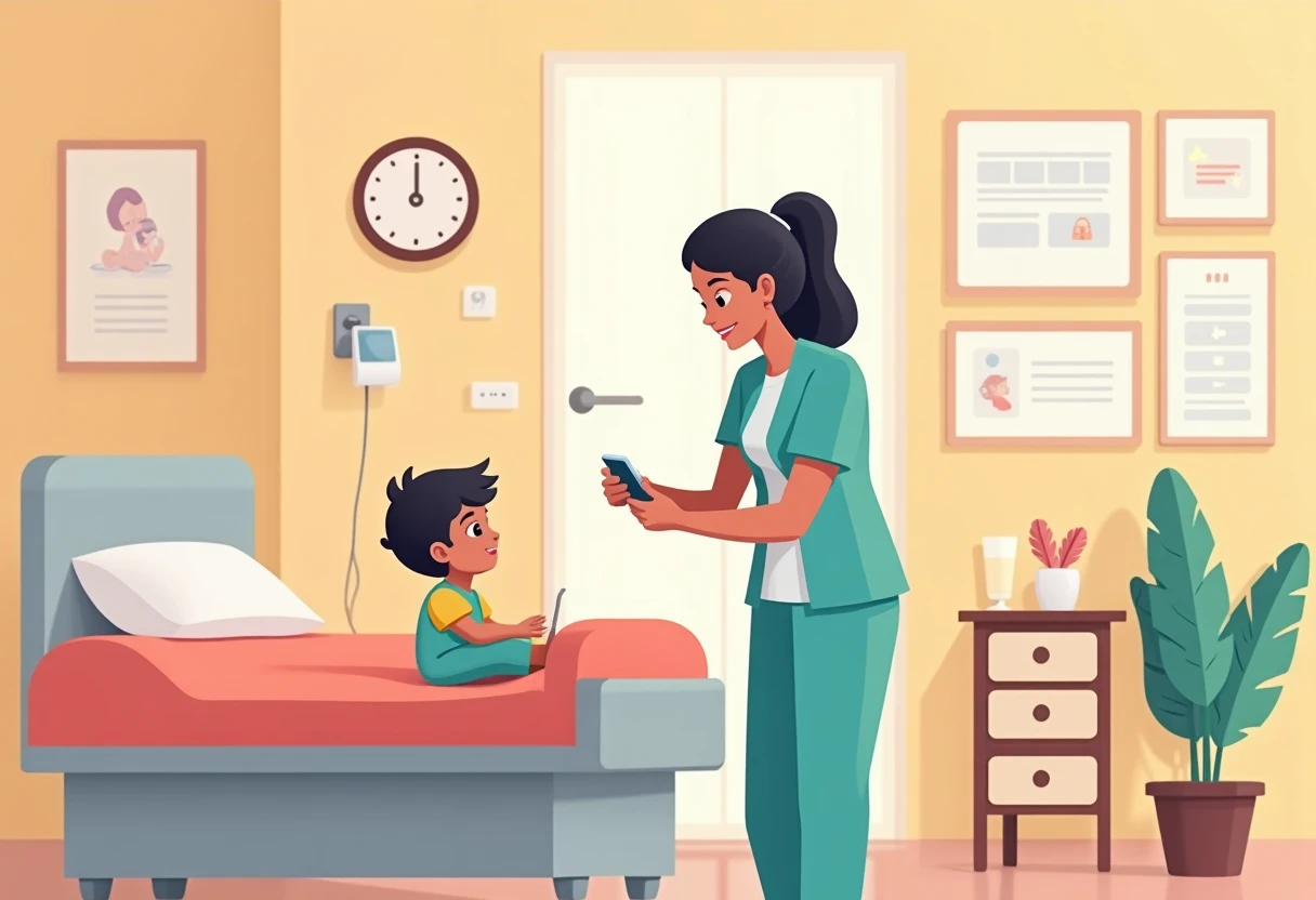 Nurse attending to a child patient