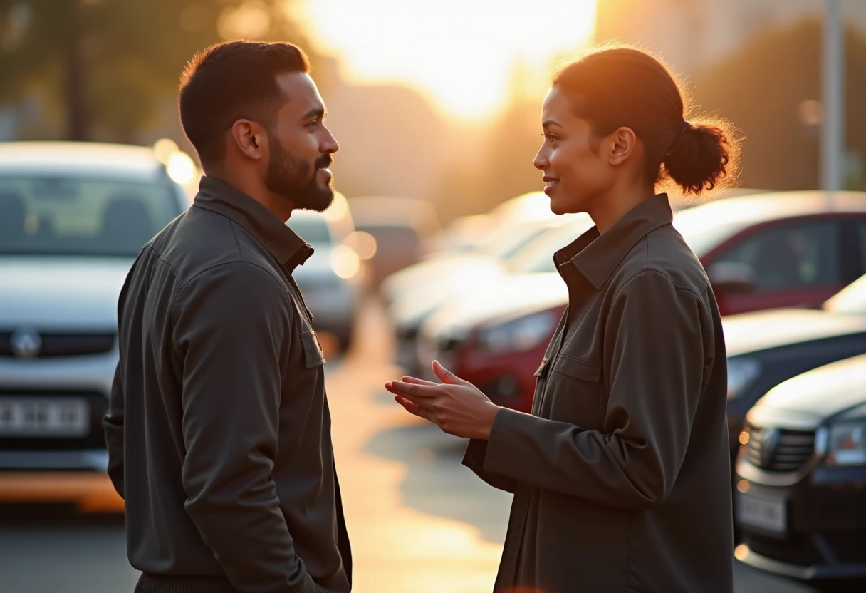 Vendeur automobile en action