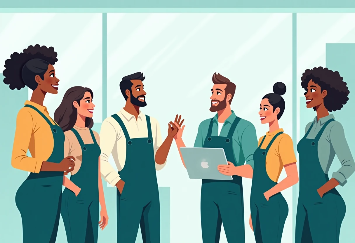 Retail workers discussing job opportunities