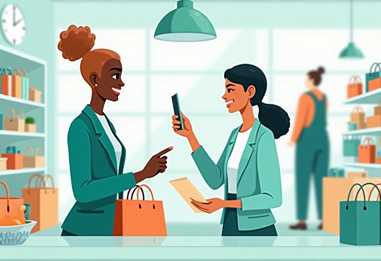 Retail associate assisting a customer