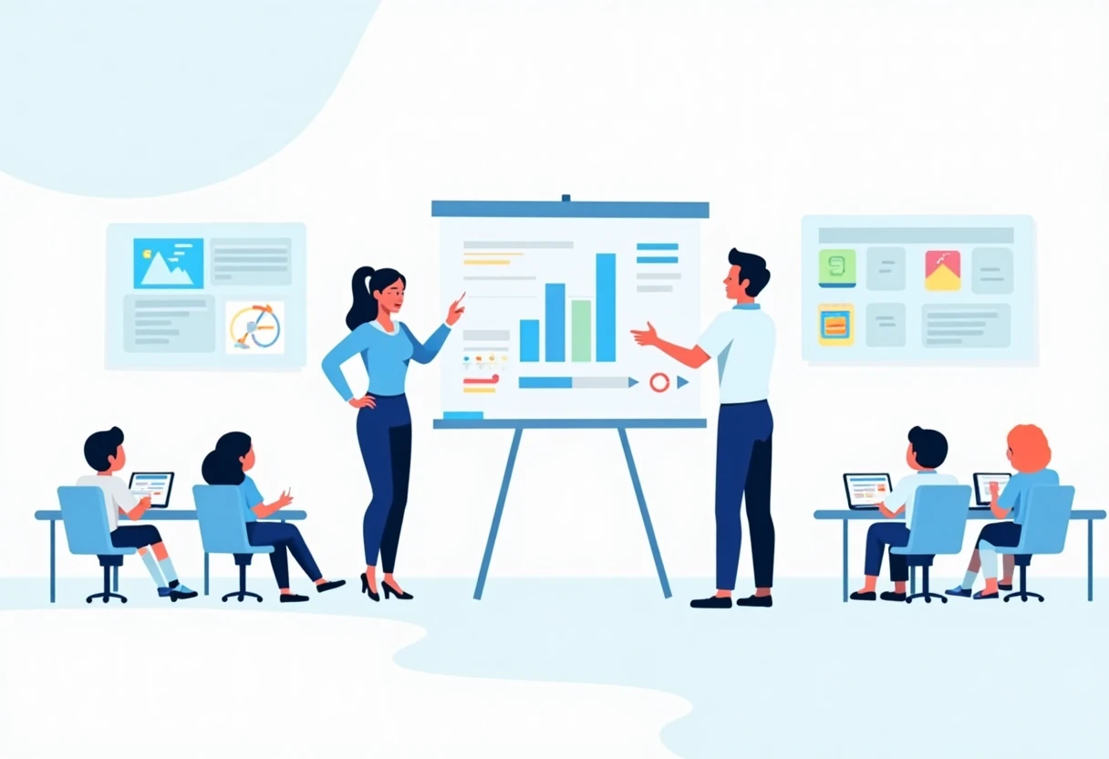 Teacher engaging with students