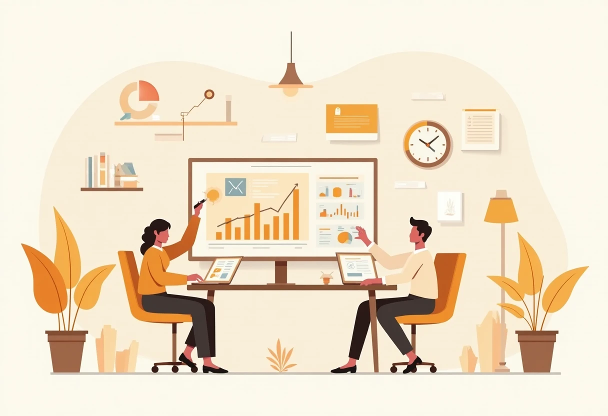 Finance professionals discussing data