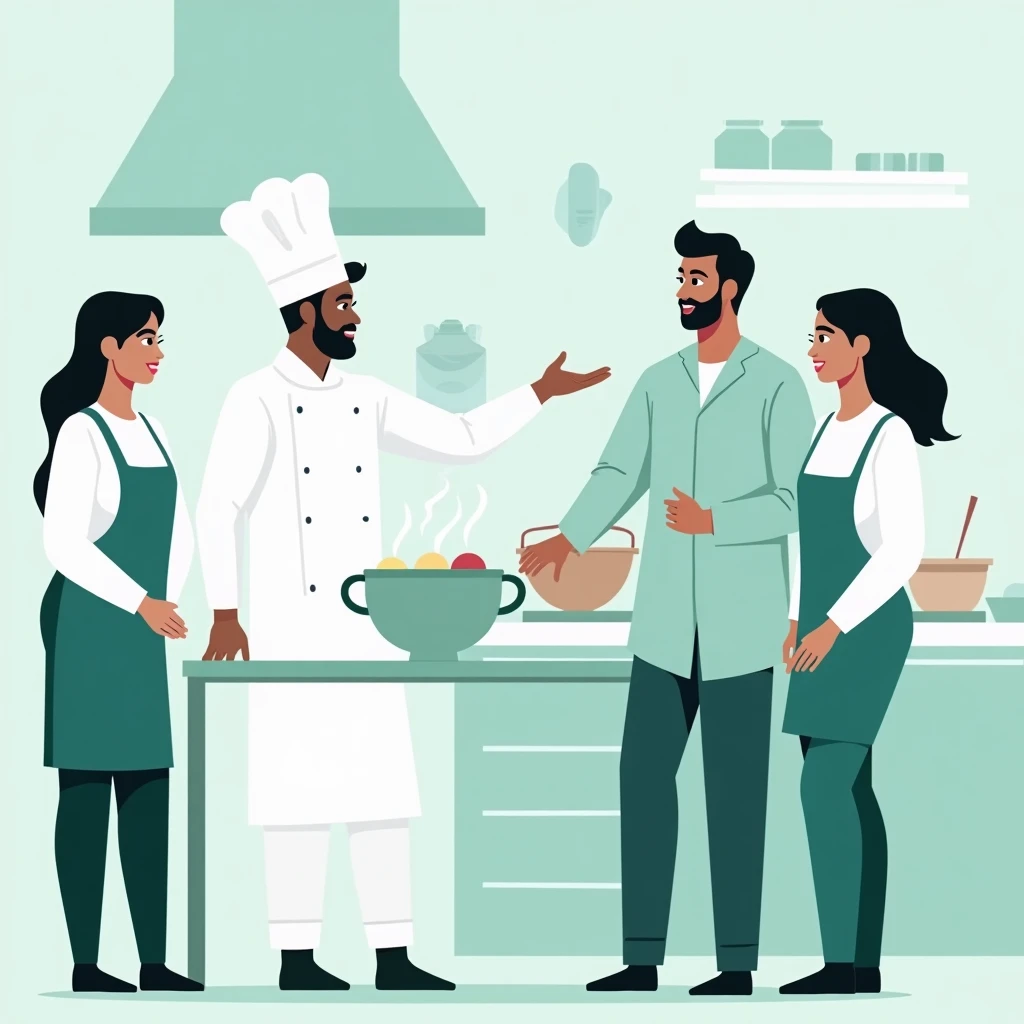 Chef mentoring apprentices